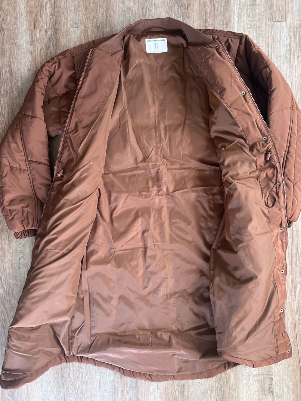 Women’s Quilted Oversized Long Puffer Coat in Rust Brown - size XSmall - Picture 4 of 5
